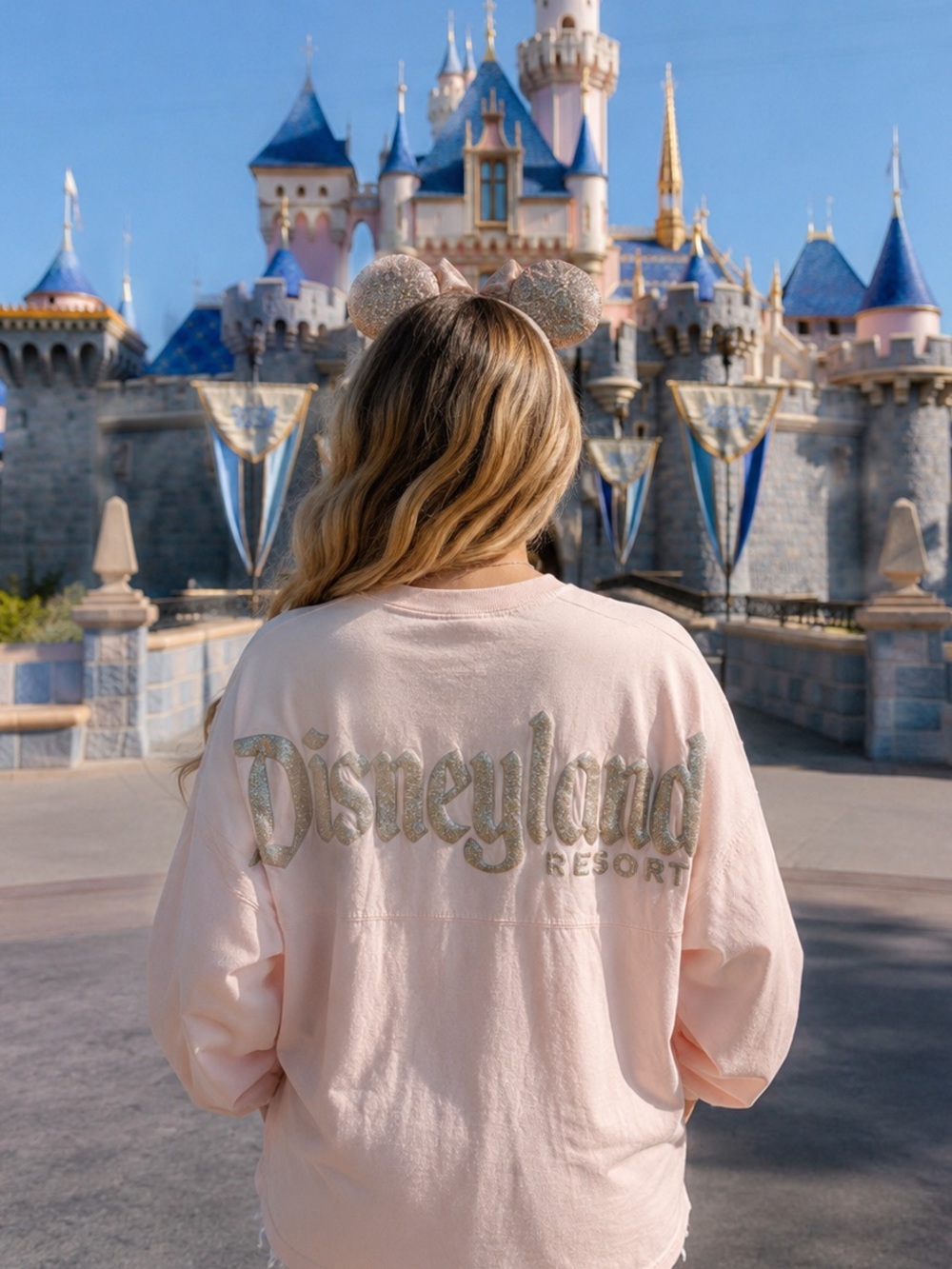Disney Parks Disneyland Resort Spirit Jersey Glitter Puff Print Shirt Adult S